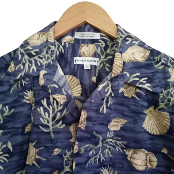 Vintage 90's Y2K Pierre Cardin Men's Cotton Hawaiian Shirt - Picture 2 of 8